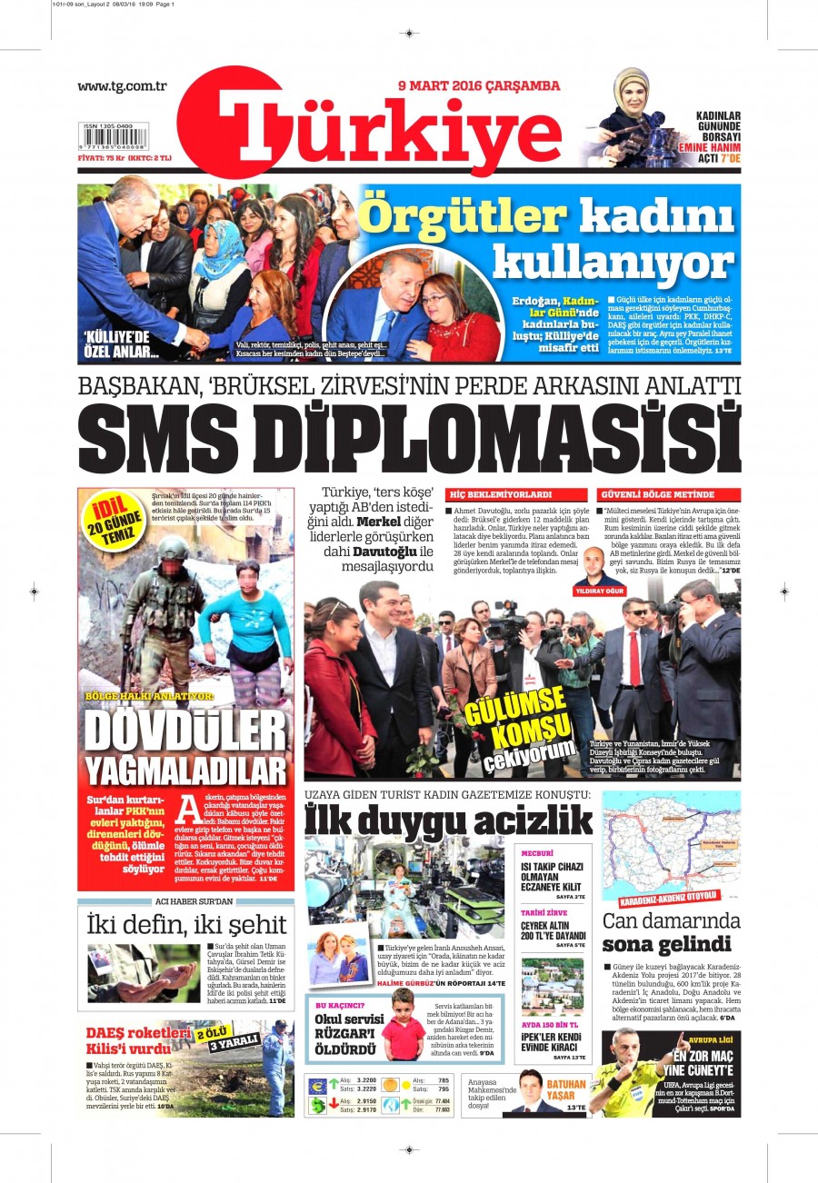 9 Mart 2016 gazete manşetleri - 705