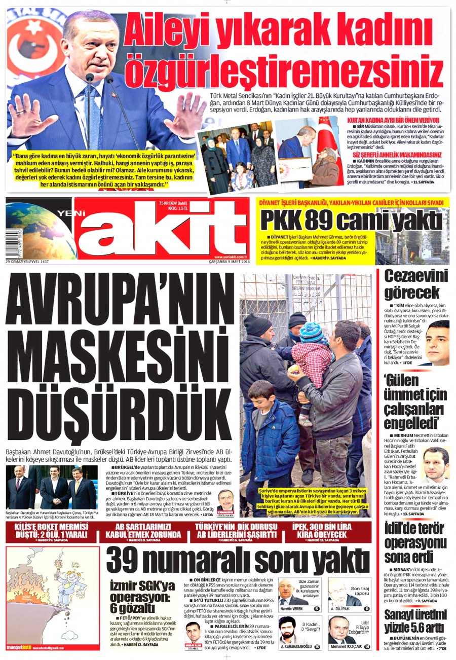 9 Mart 2016 gazete manşetleri - 936