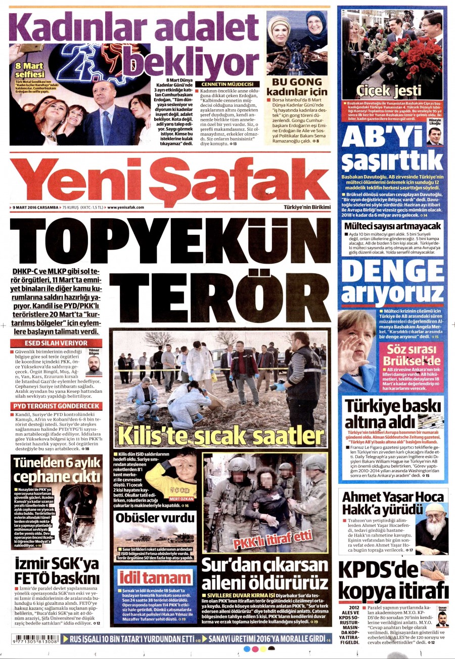 9 Mart 2016 gazete manşetleri - 781