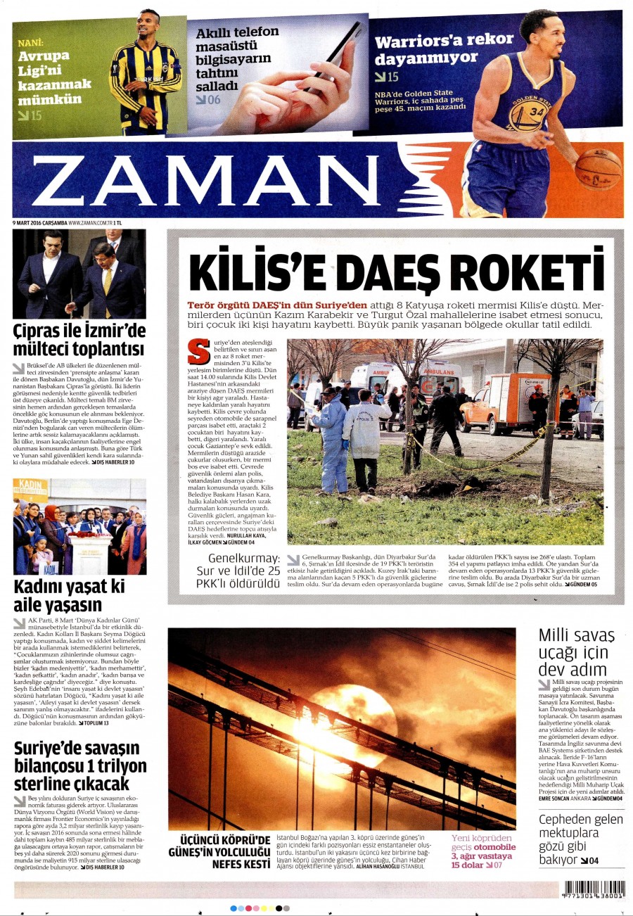 9 Mart 2016 gazete manşetleri - 820