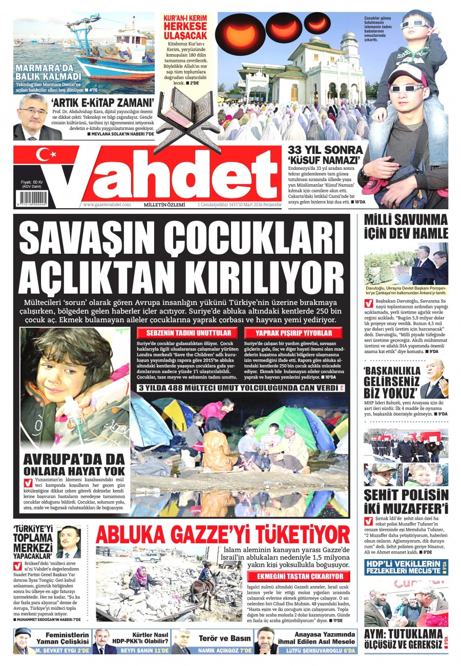 10 Mart 2016 gazete manşetleri - 870