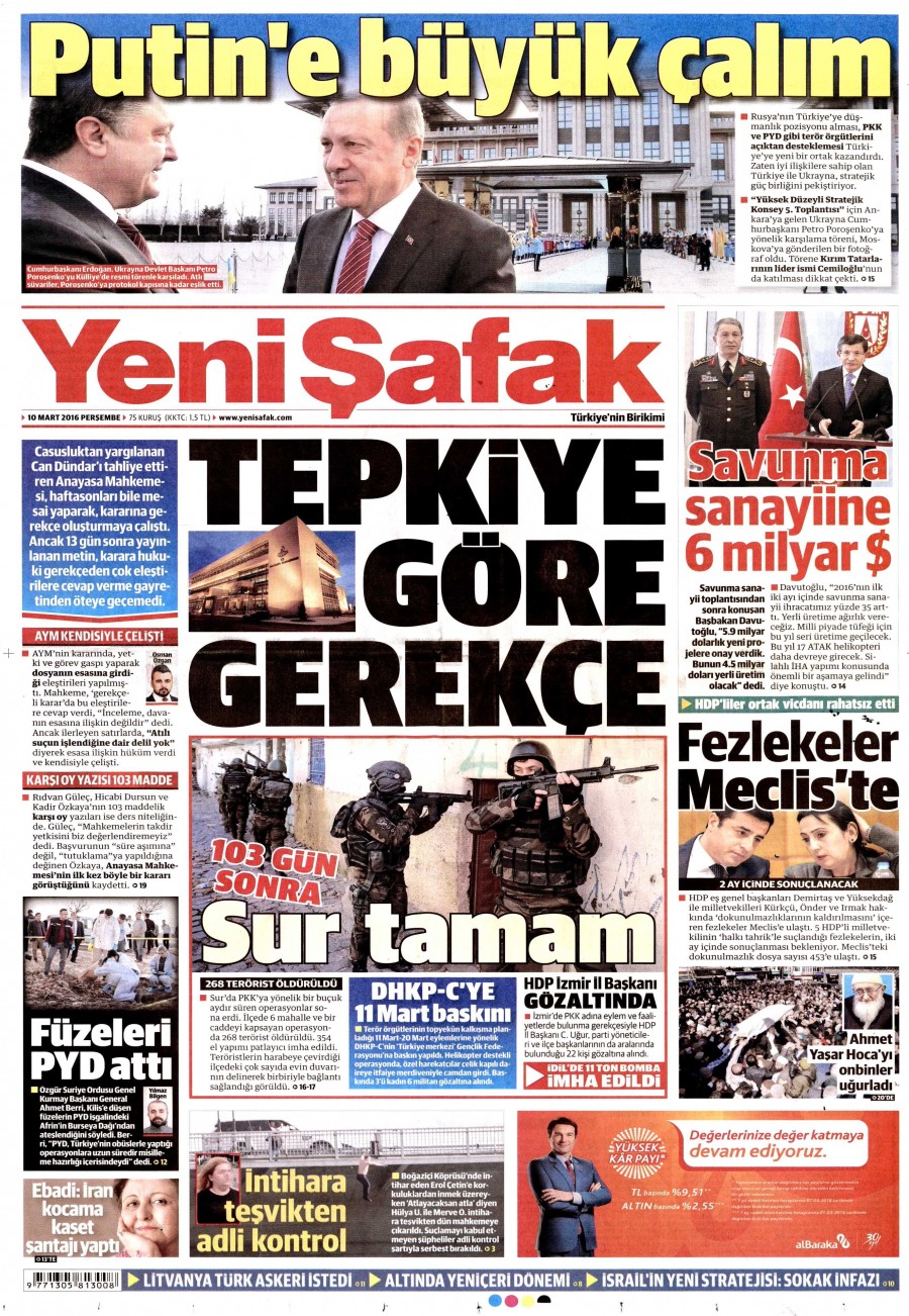 10 Mart 2016 gazete manşetleri - 613