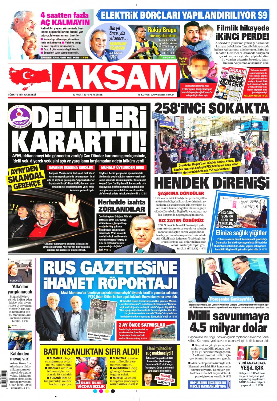 10 Mart 2016 gazete manşetleri - 754