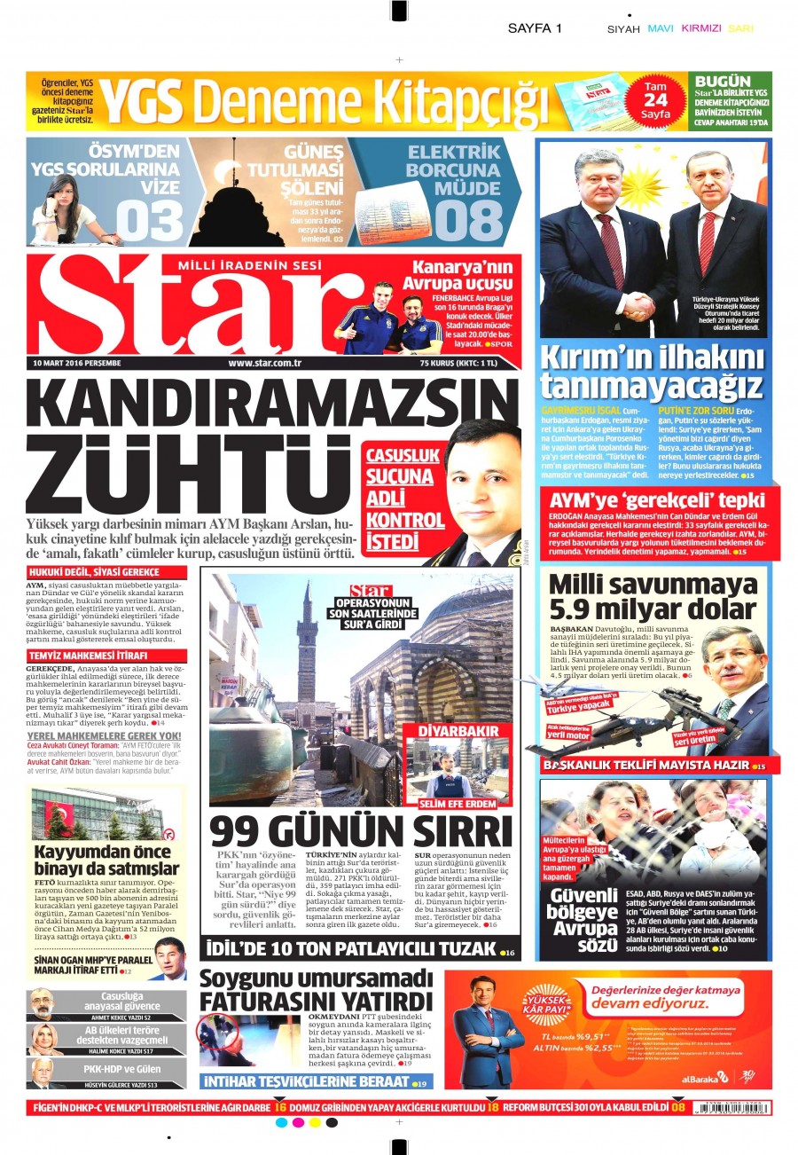 10 Mart 2016 gazete manşetleri - 581