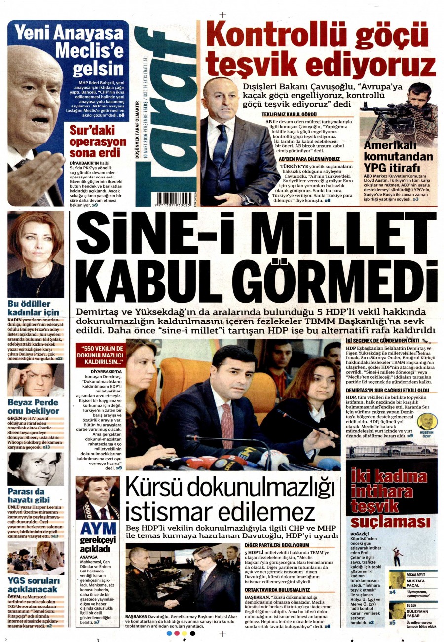 10 Mart 2016 gazete manşetleri - 552