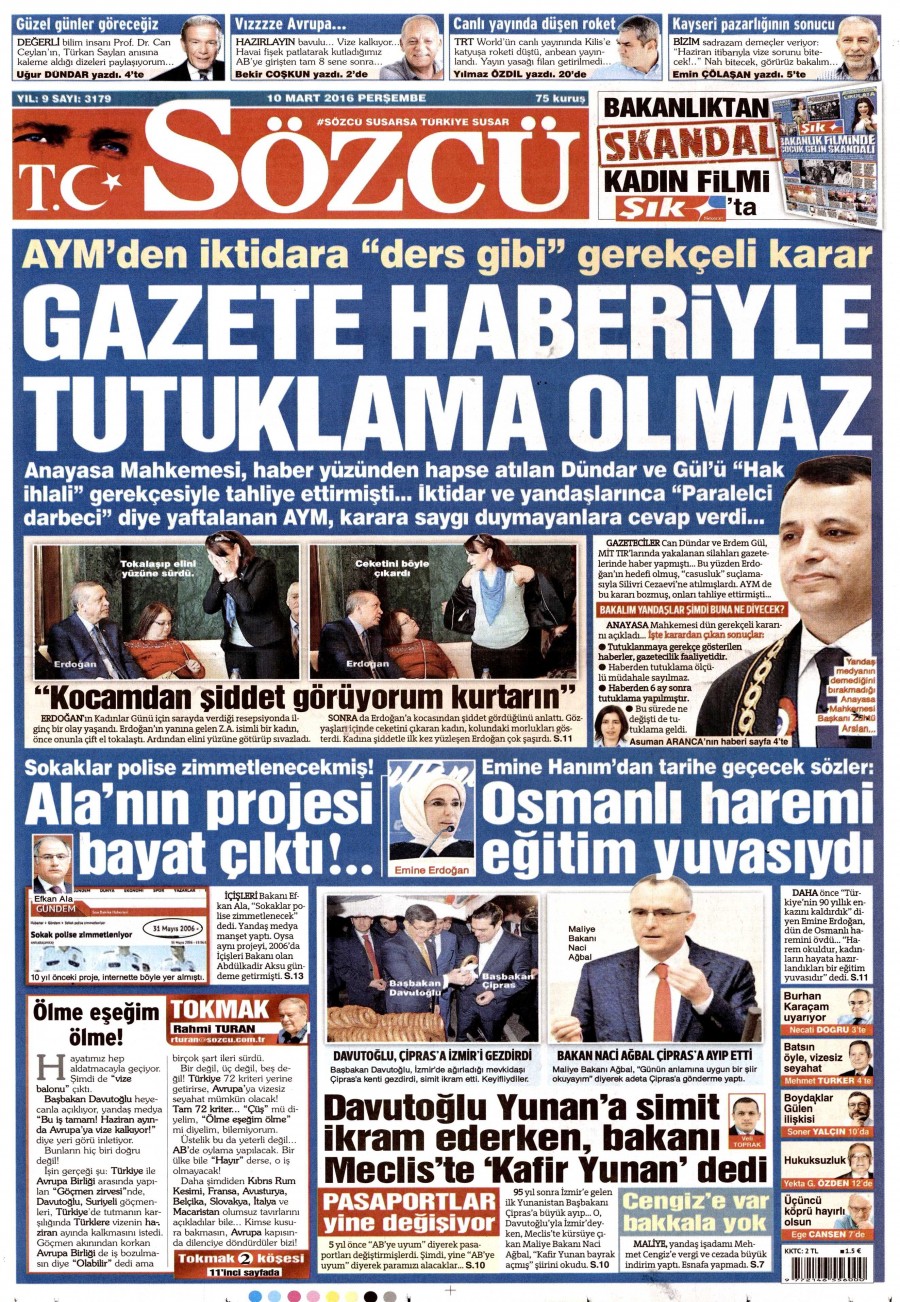 10 Mart 2016 gazete manşetleri - 930