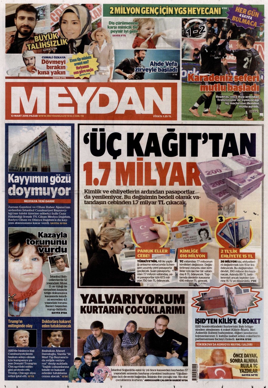 13 Mart 2016 gazete manşetleri - 644