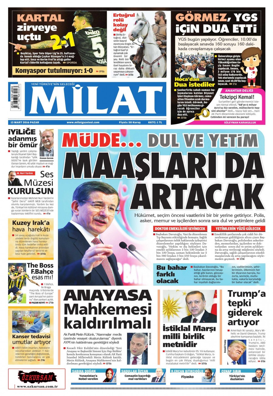 13 Mart 2016 gazete manşetleri - 855