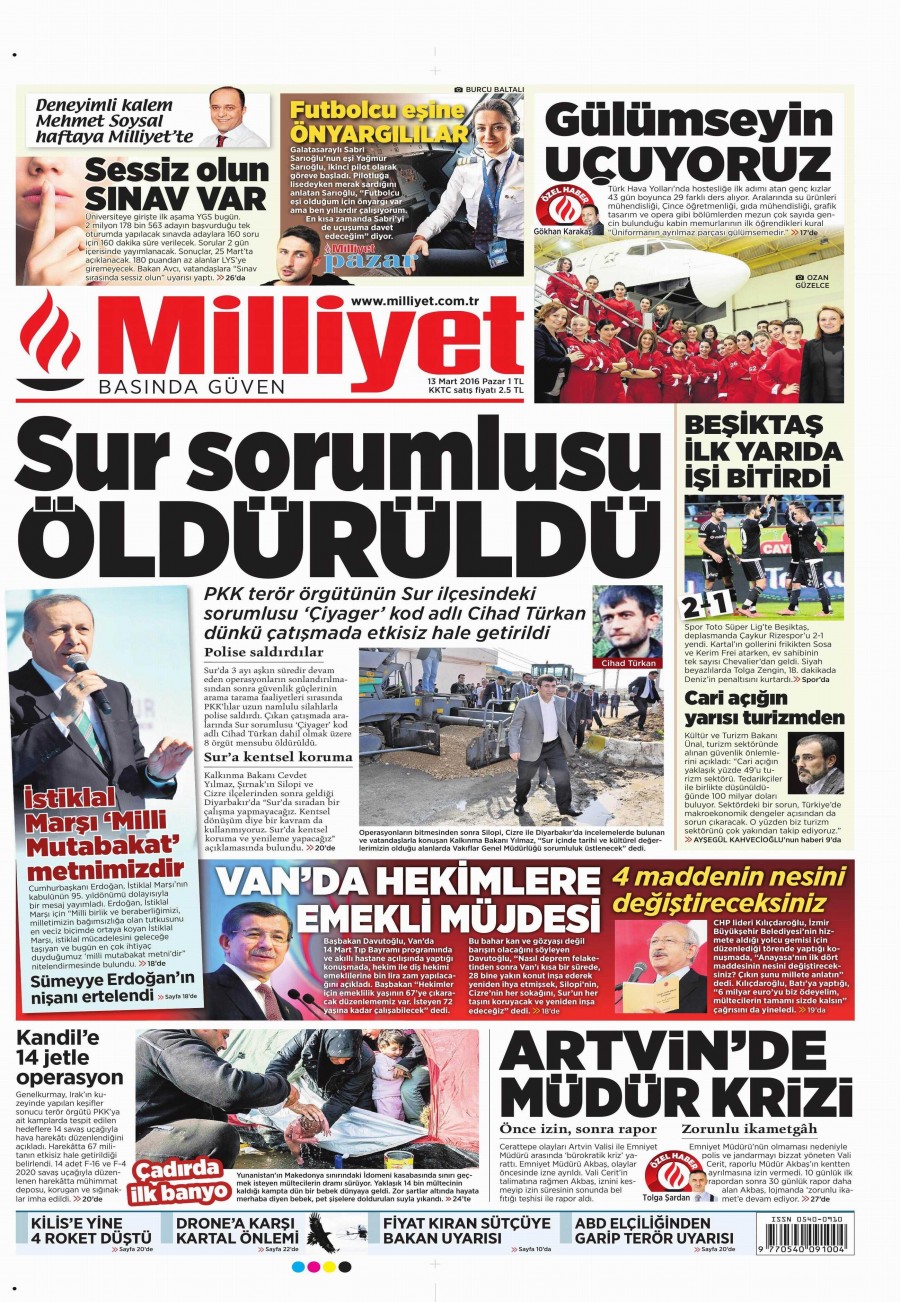 13 Mart 2016 gazete manşetleri - 616