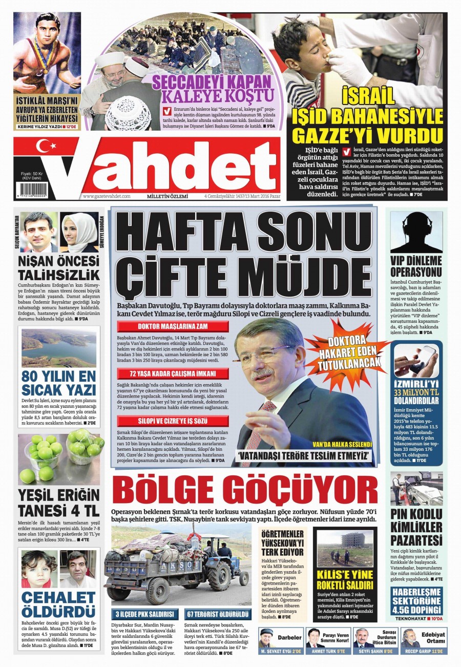 13 Mart 2016 gazete manşetleri - 805