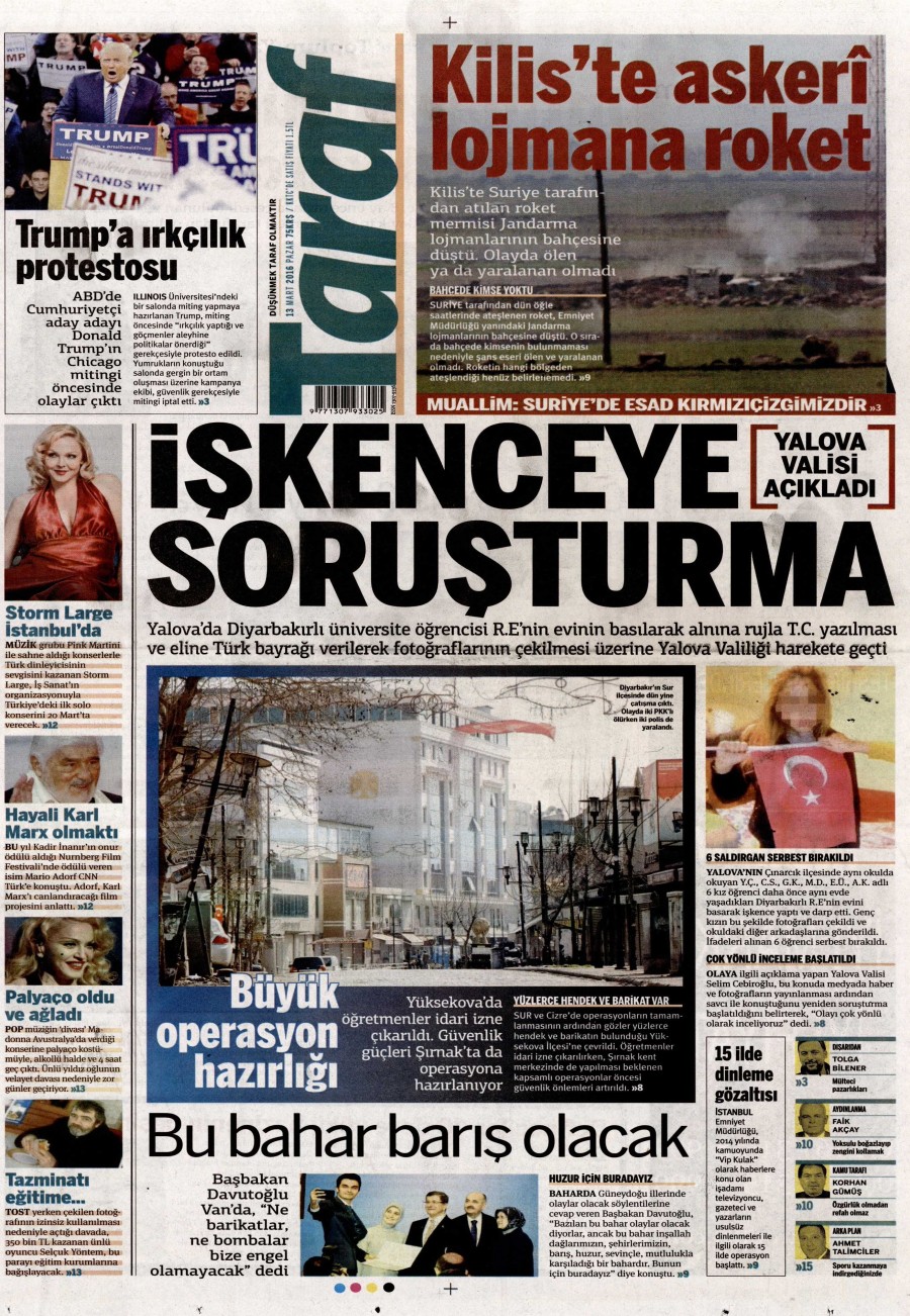 13 Mart 2016 gazete manşetleri - 531