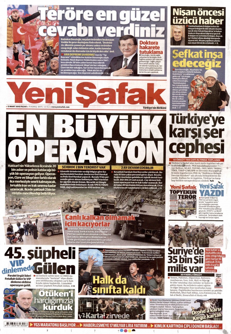 13 Mart 2016 gazete manşetleri - 609