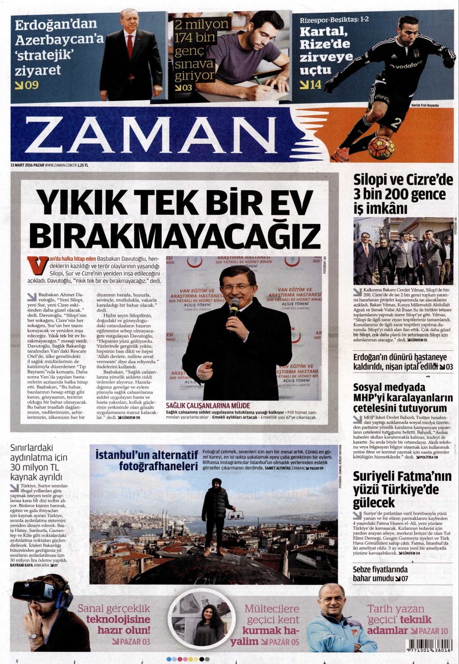 13 Mart 2016 gazete manşetleri - 535