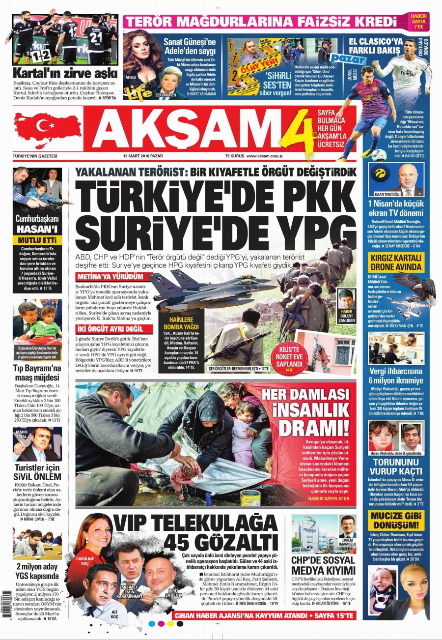 13 Mart 2016 gazete manşetleri - 616