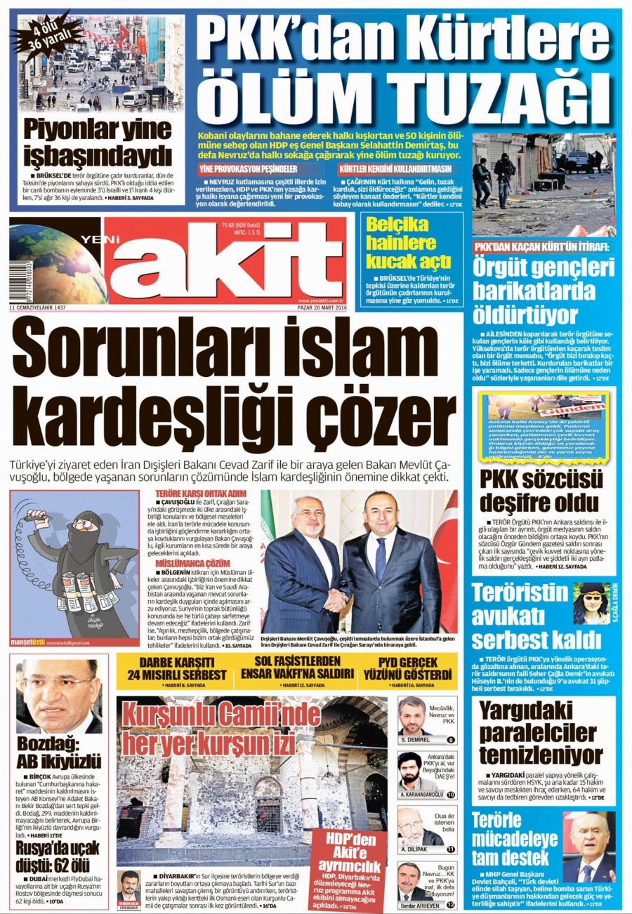 20 Mart 2016 gazete manşetleri - 822