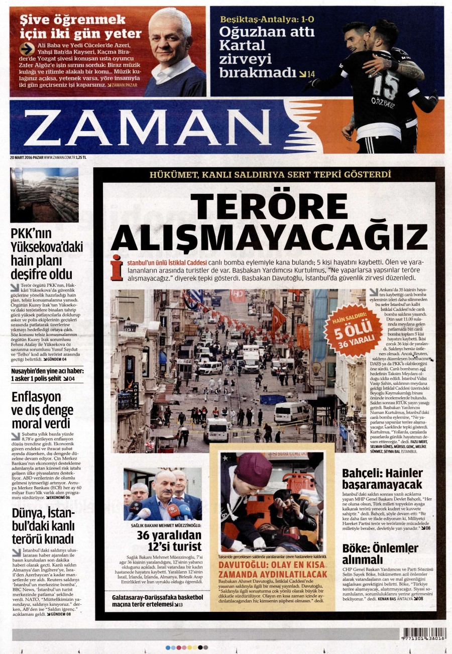 20 Mart 2016 gazete manşetleri - 735