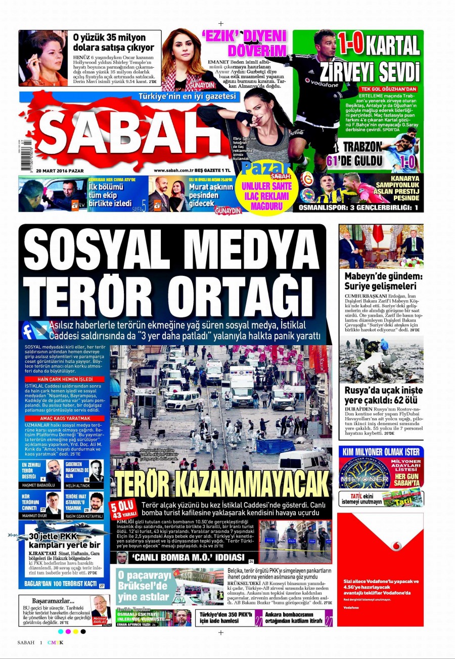 20 Mart 2016 gazete manşetleri - 642