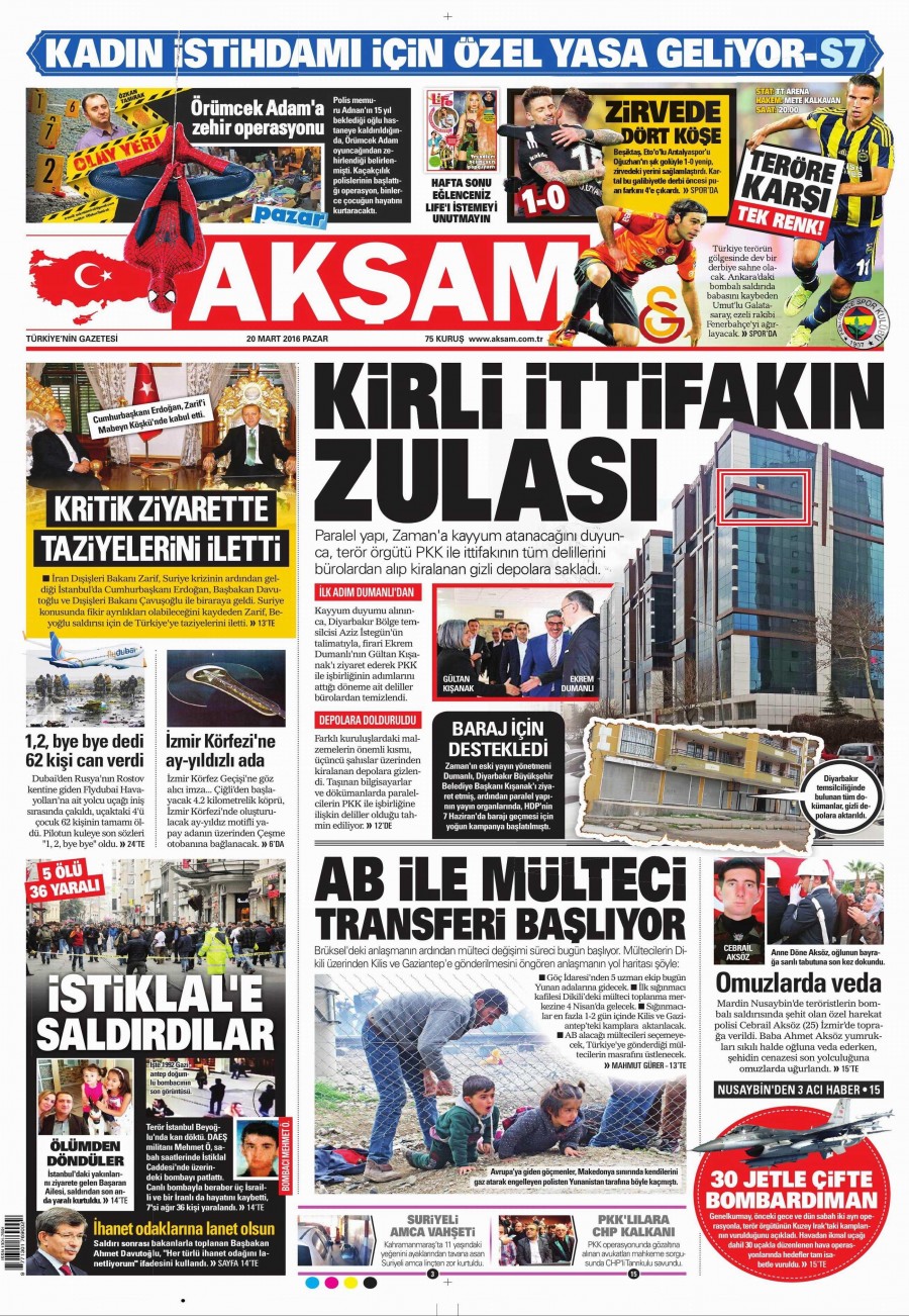 20 Mart 2016 gazete manşetleri - 743