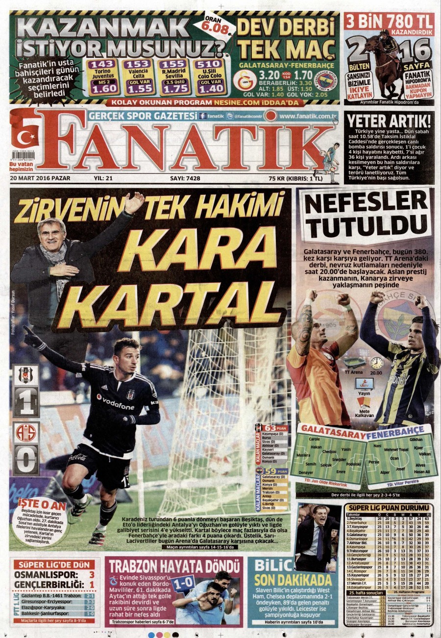 20 Mart 2016 gazete manşetleri - 601