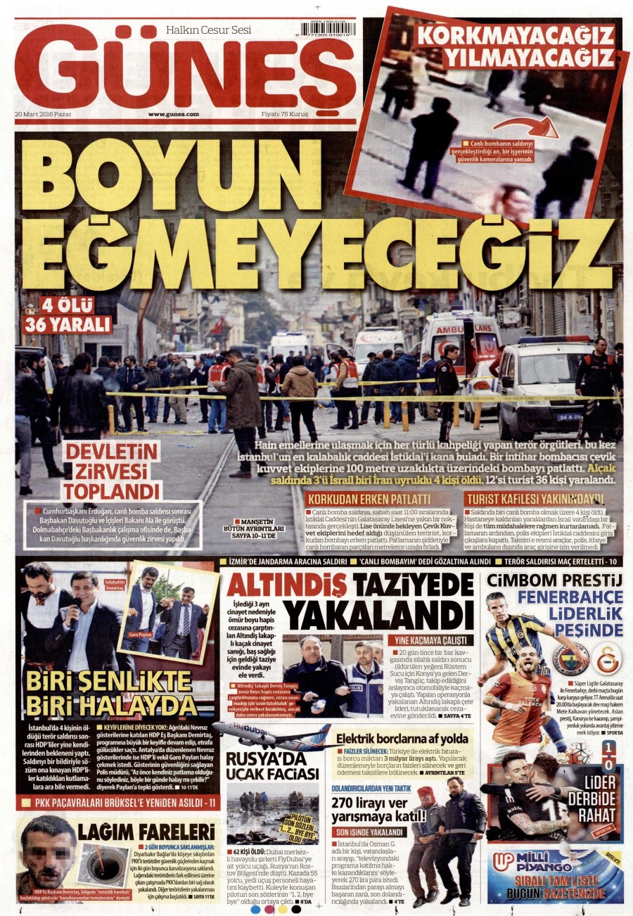 20 Mart 2016 gazete manşetleri - 833