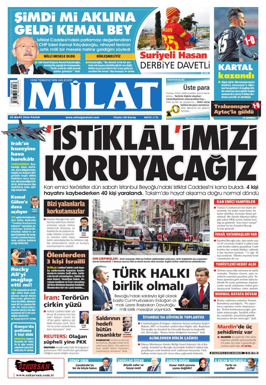 20 Mart 2016 gazete manşetleri - 741