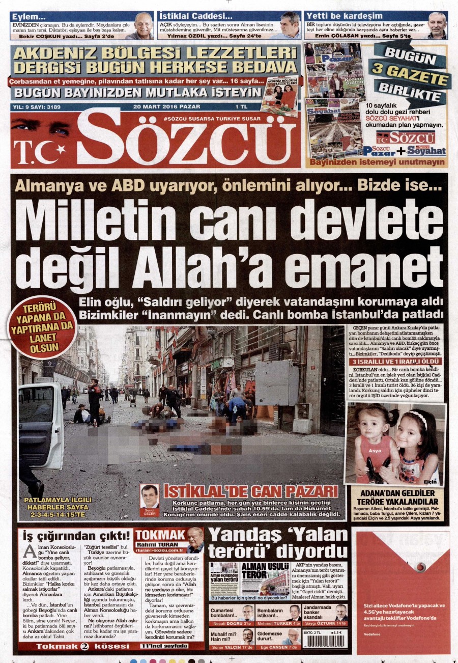 20 Mart 2016 gazete manşetleri - 934