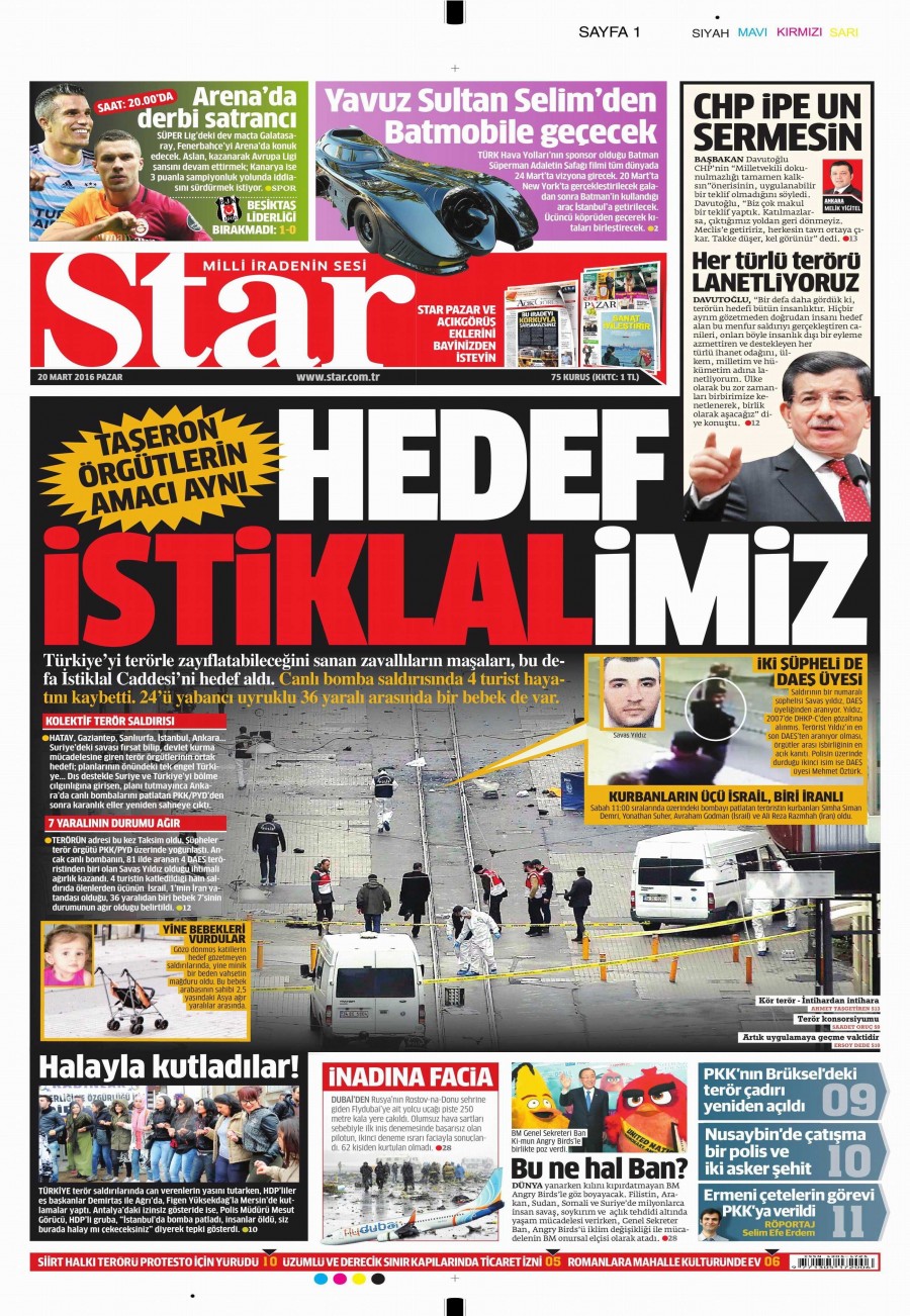 20 Mart 2016 gazete manşetleri - 703