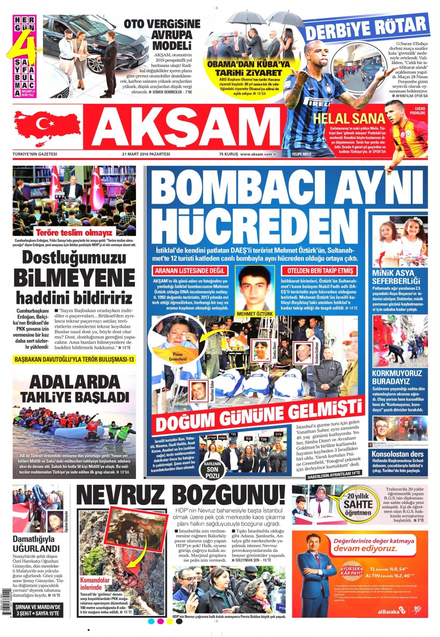 21 Mart 2016 gazete manşetleri - 762