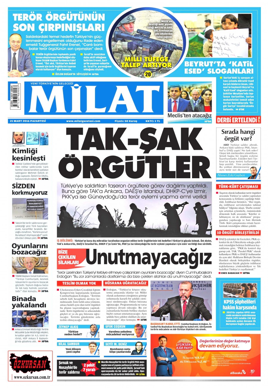 21 Mart 2016 gazete manşetleri - 561