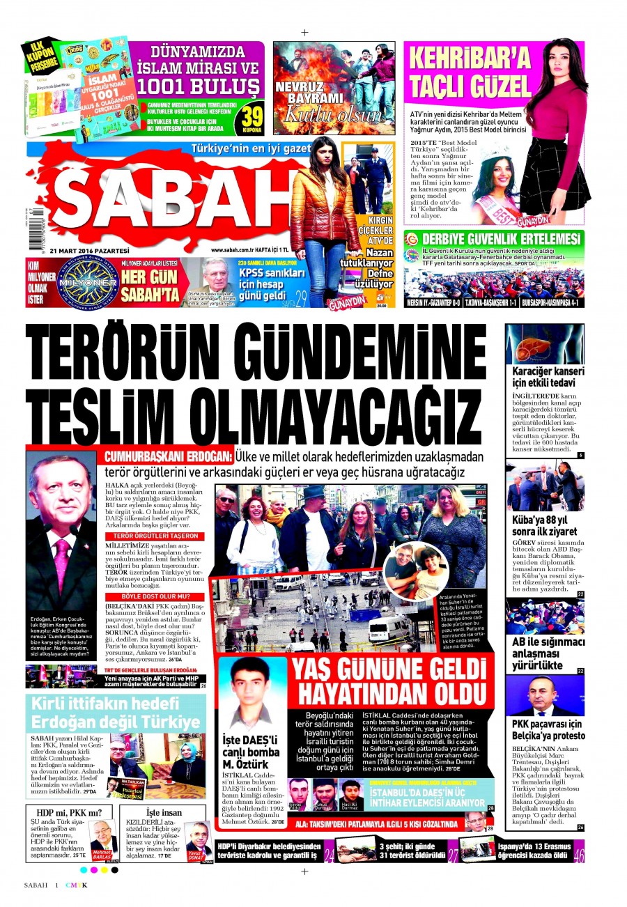 21 Mart 2016 gazete manşetleri - 808