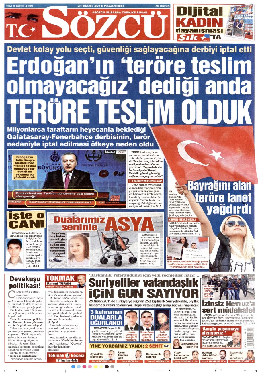 21 Mart 2016 gazete manşetleri - 788