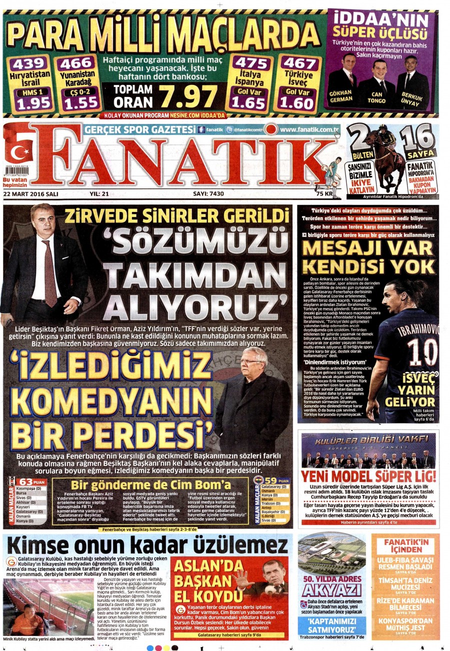 22 Mart 2016 gazete manşetleri - 942