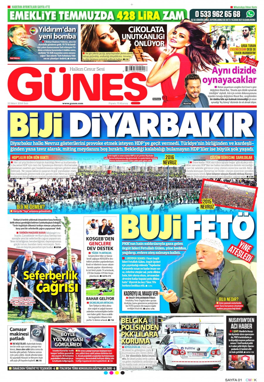 22 Mart 2016 gazete manşetleri - 838