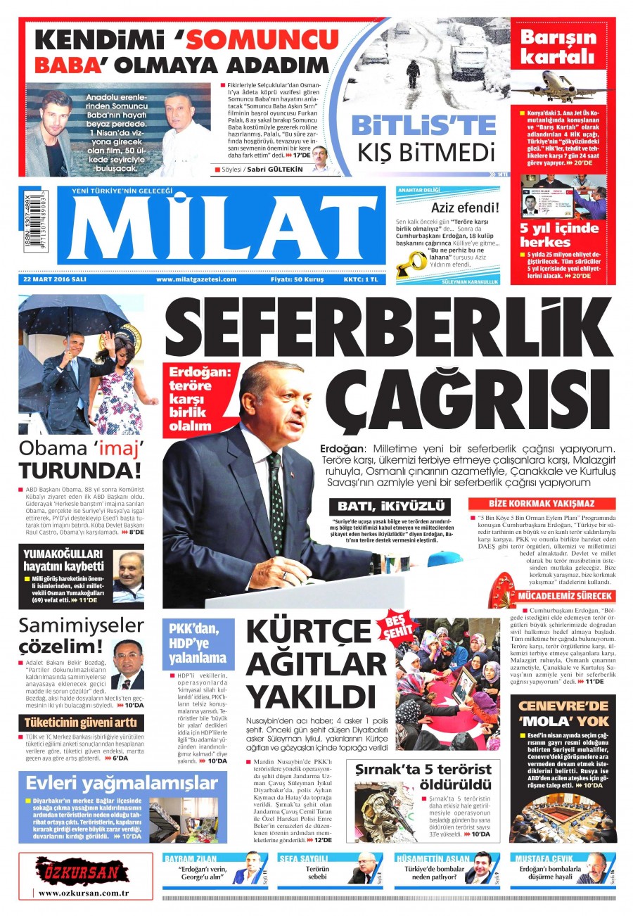 22 Mart 2016 gazete manşetleri - 569