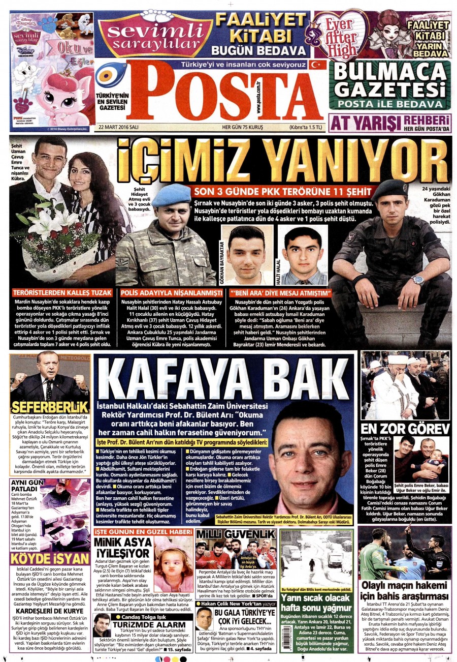 22 Mart 2016 gazete manşetleri - 853