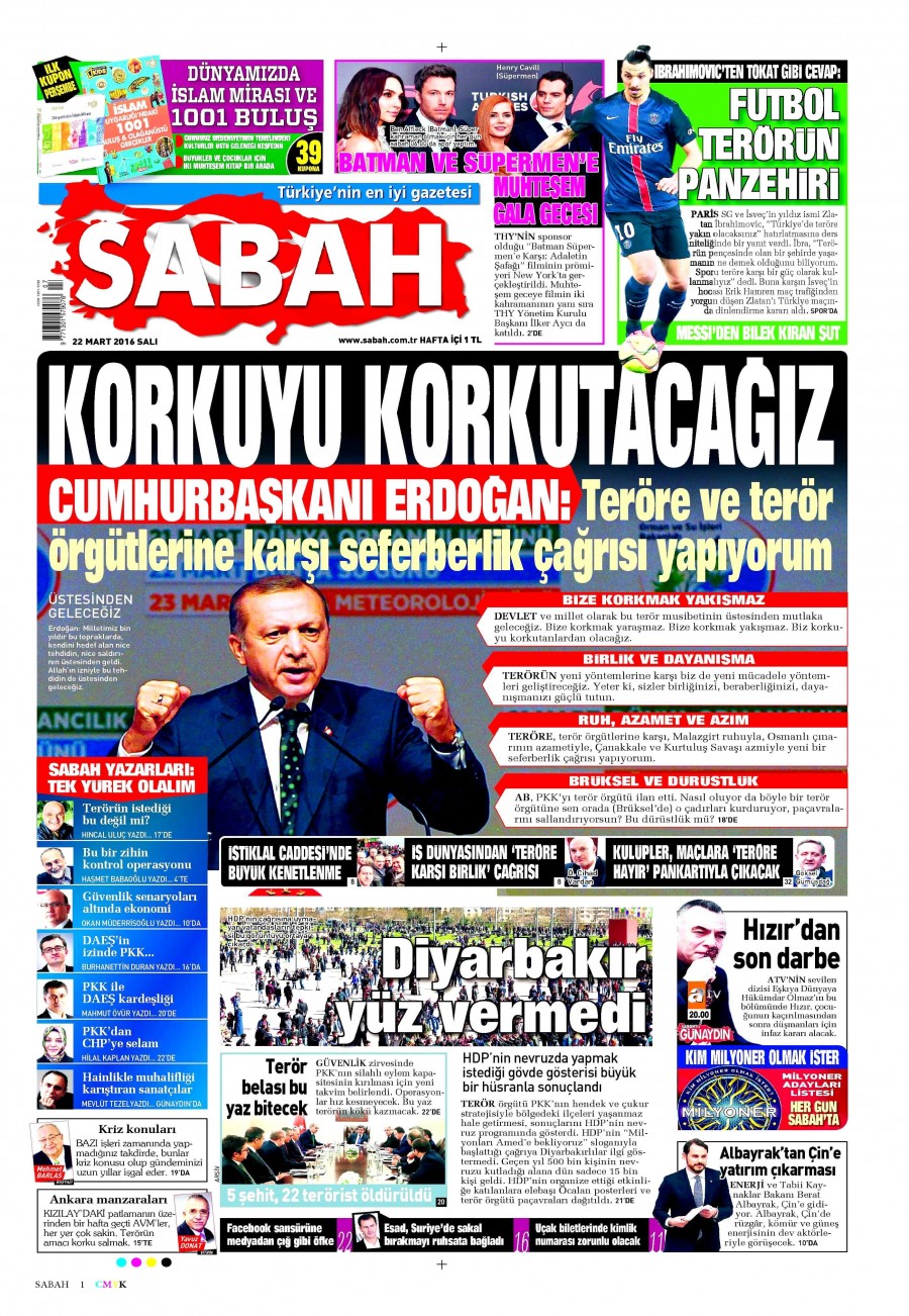22 Mart 2016 gazete manşetleri - 870