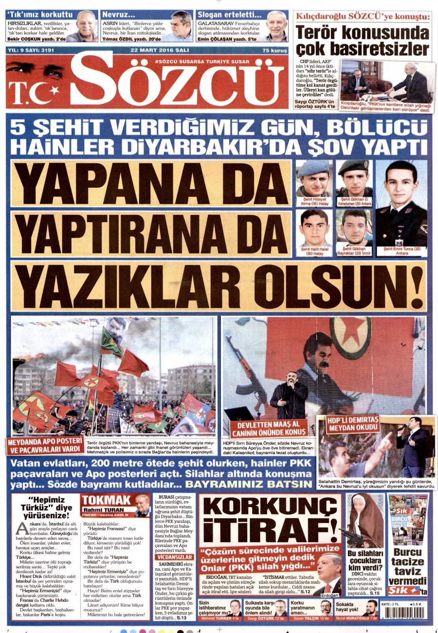 22 Mart 2016 gazete manşetleri - 922