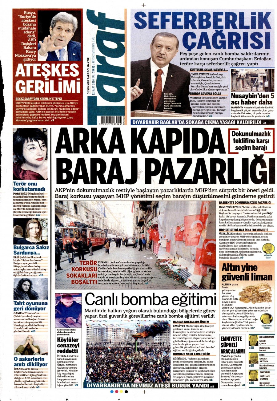 22 Mart 2016 gazete manşetleri - 537