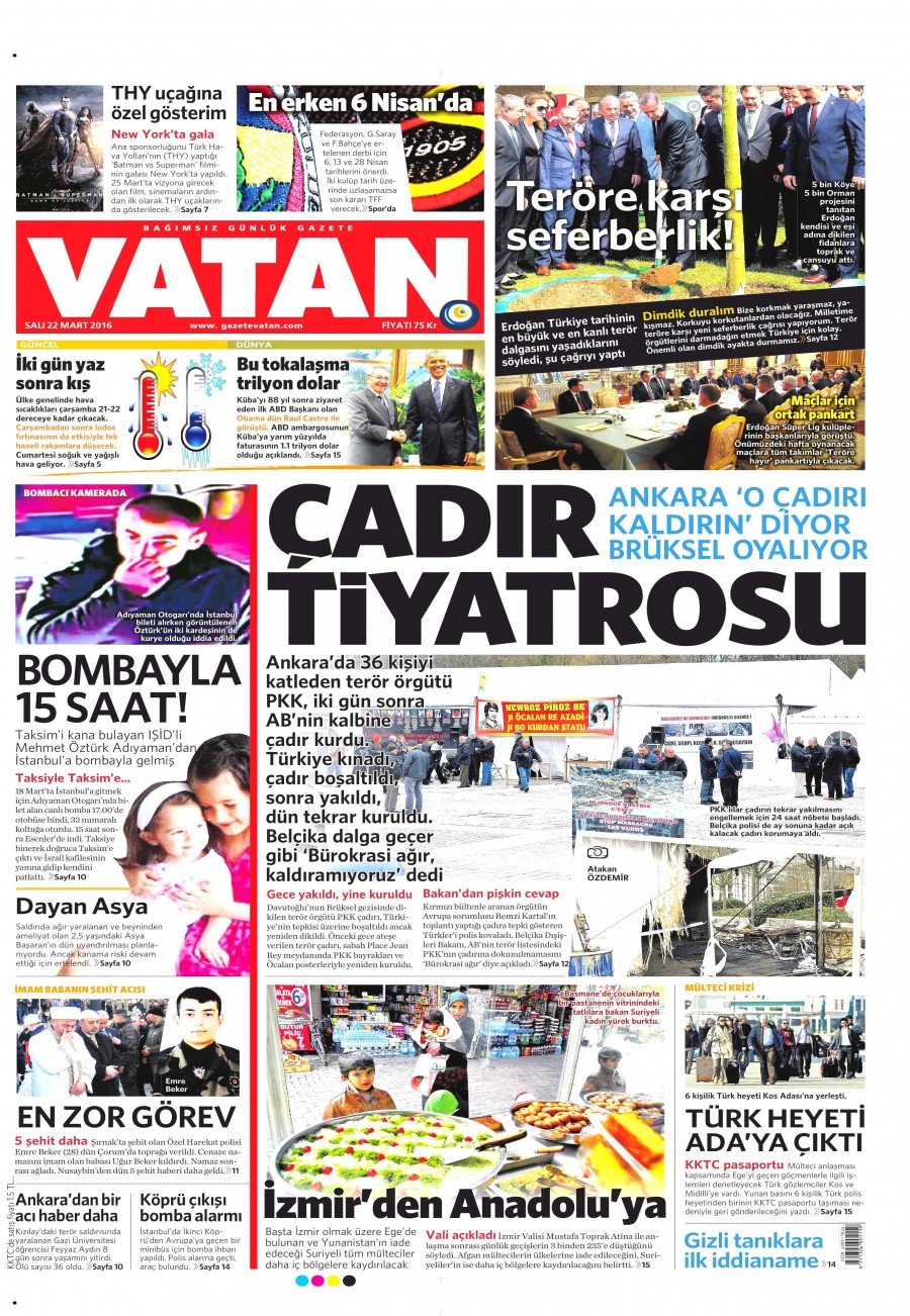 22 Mart 2016 gazete manşetleri - 639