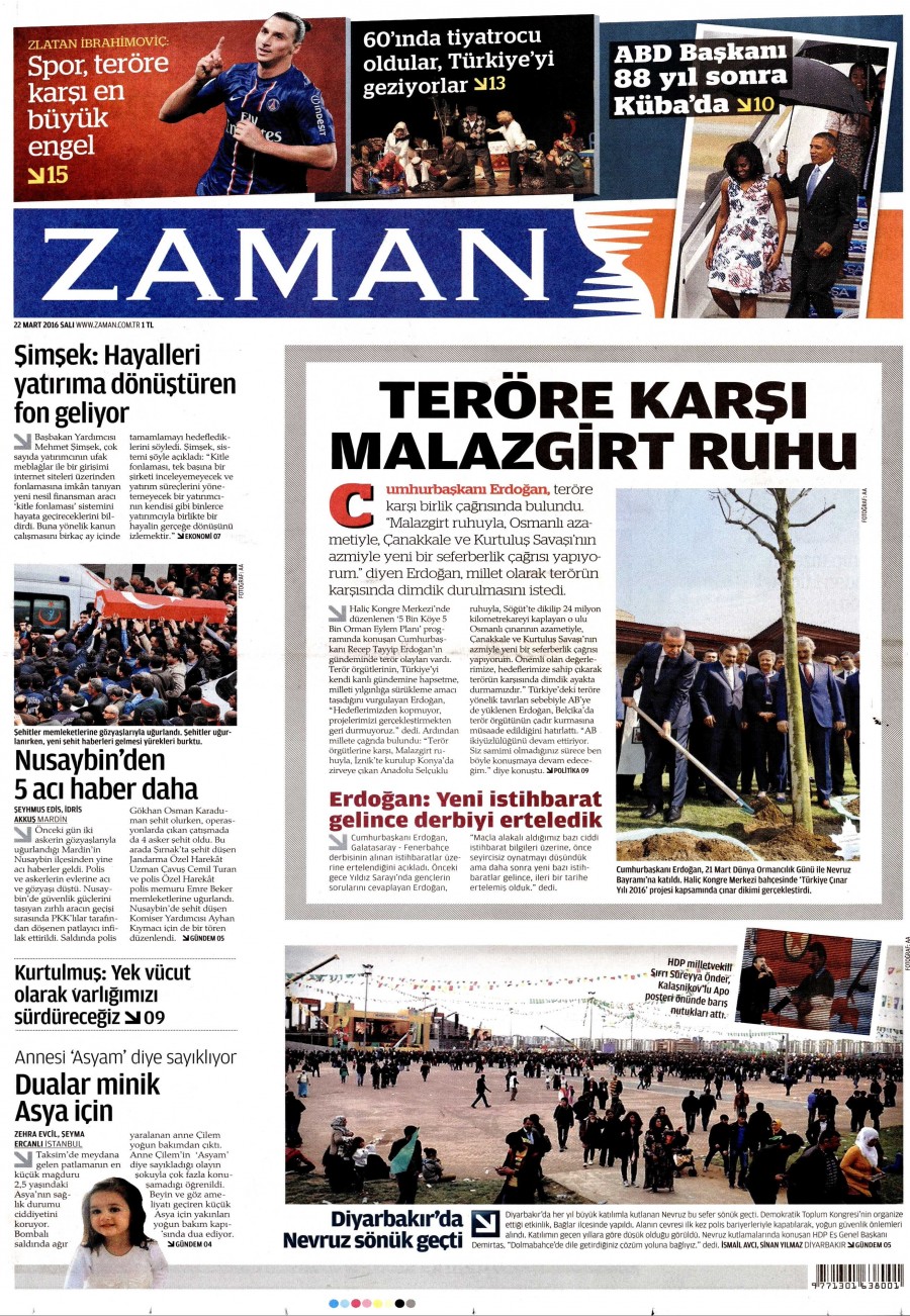 22 Mart 2016 gazete manşetleri - 588