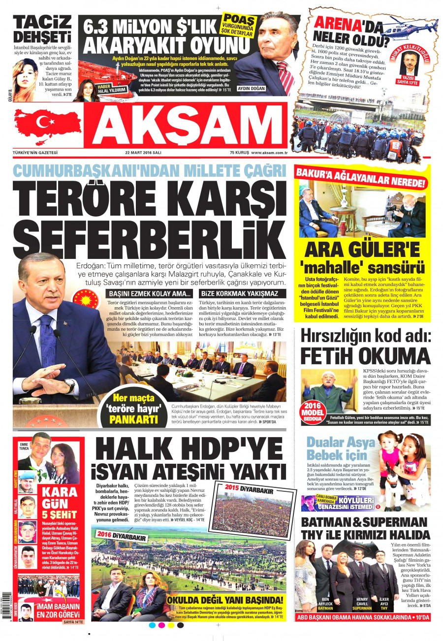 22 Mart 2016 gazete manşetleri - 641