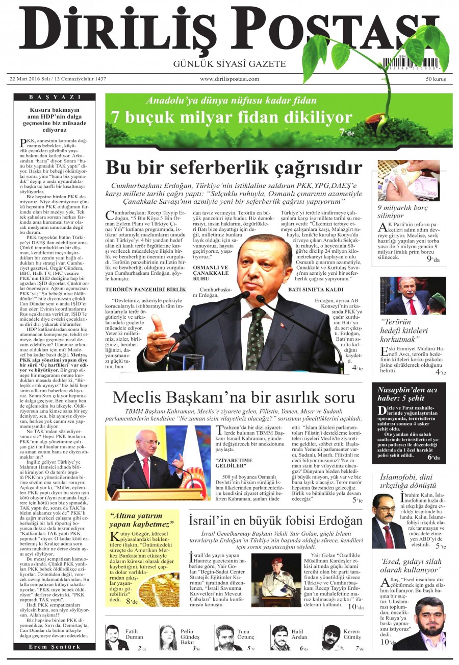 22 Mart 2016 gazete manşetleri - 768