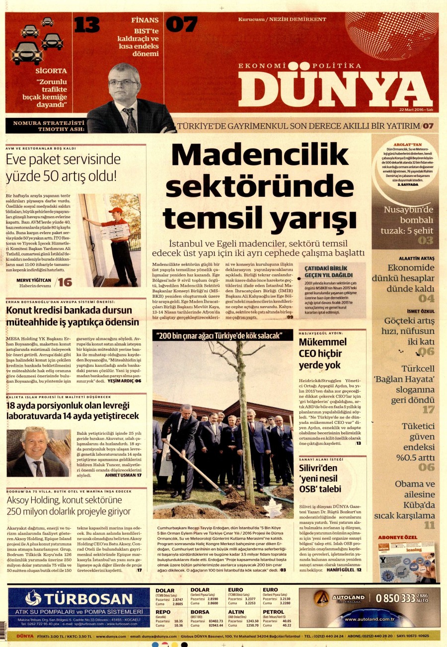 22 Mart 2016 gazete manşetleri - 733