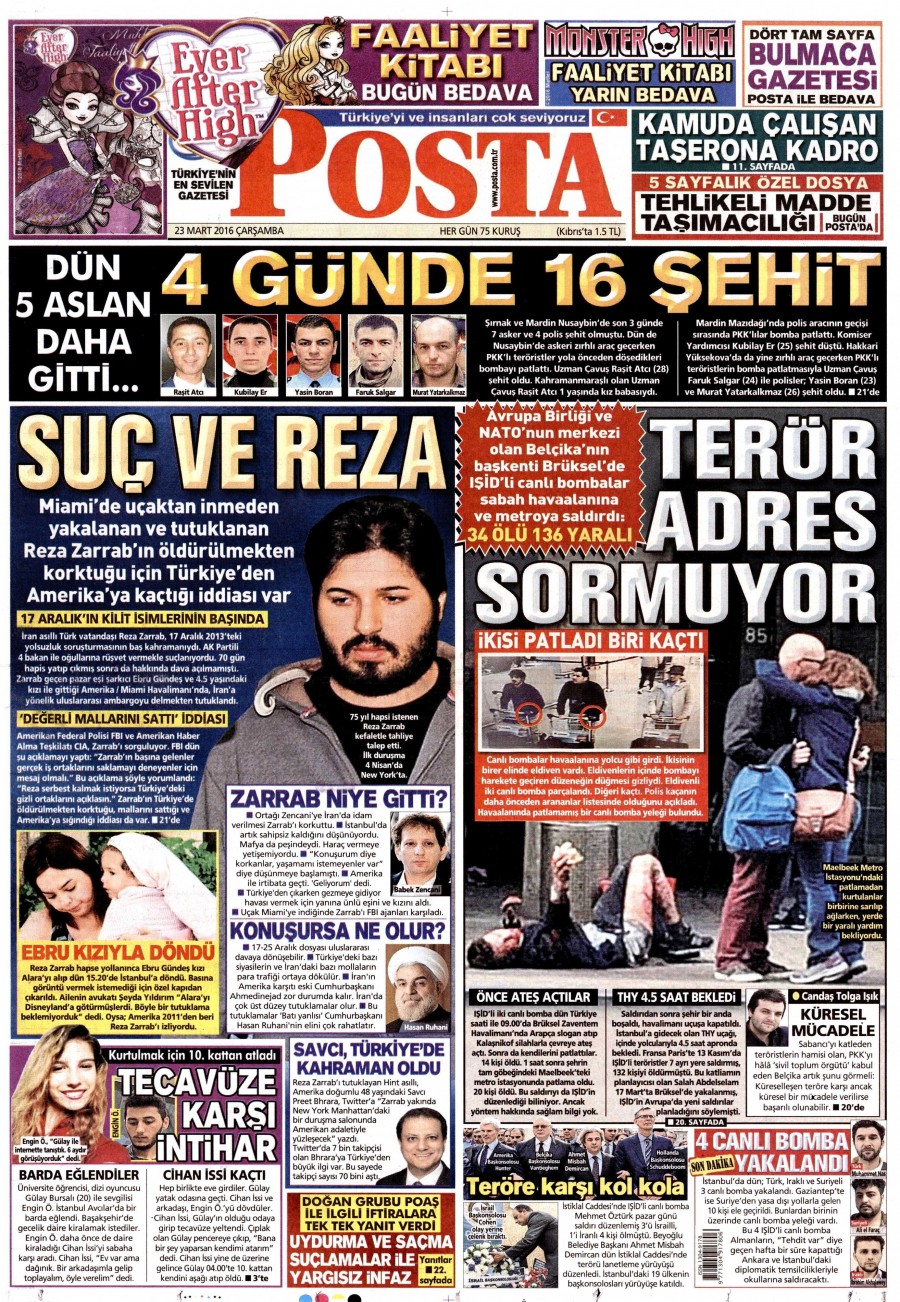 23 Mart 2016 gazete manşetleri - 553