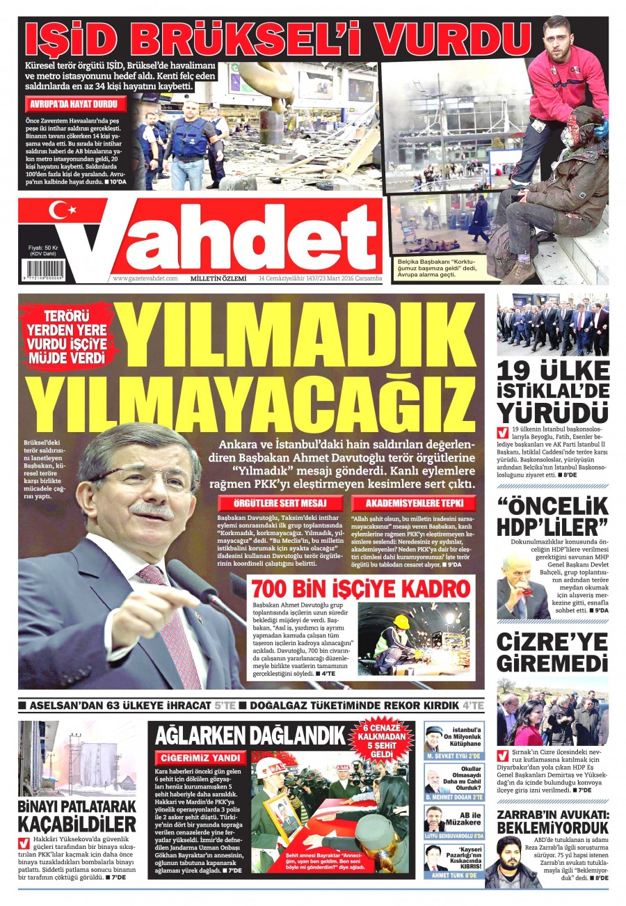 23 Mart 2016 gazete manşetleri - 707