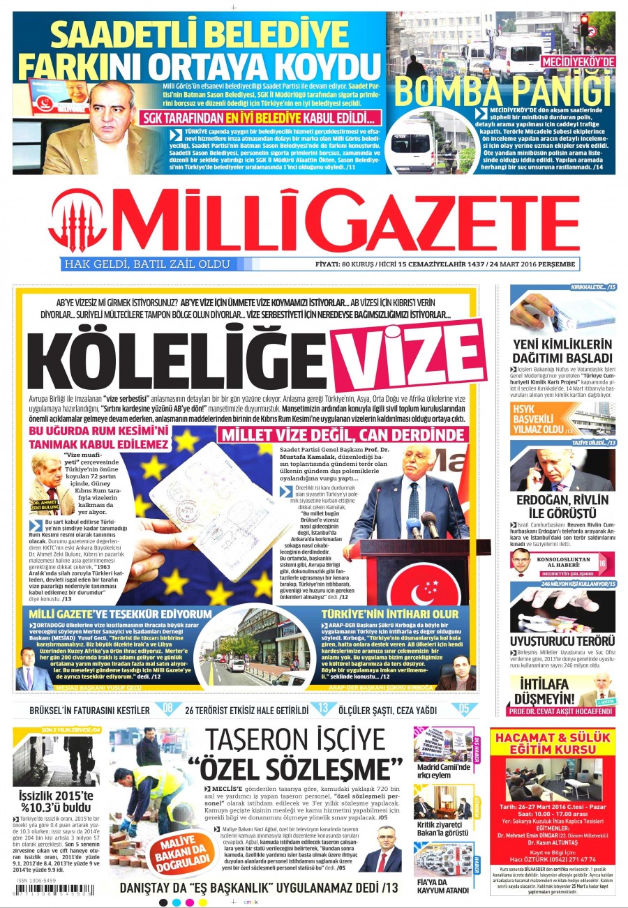 24 Mart 2016 gazete manşetleri - 560