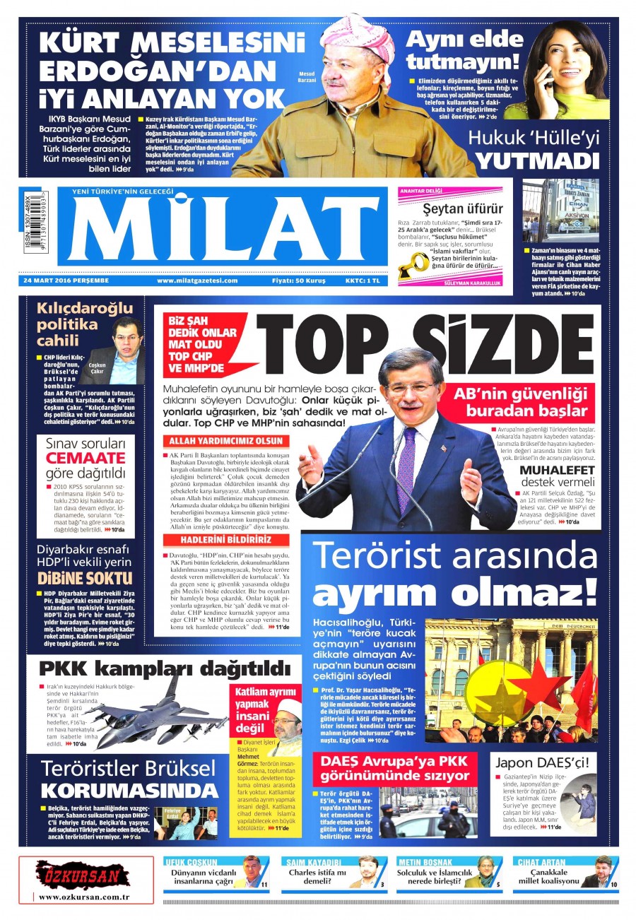 24 Mart 2016 gazete manşetleri - 841