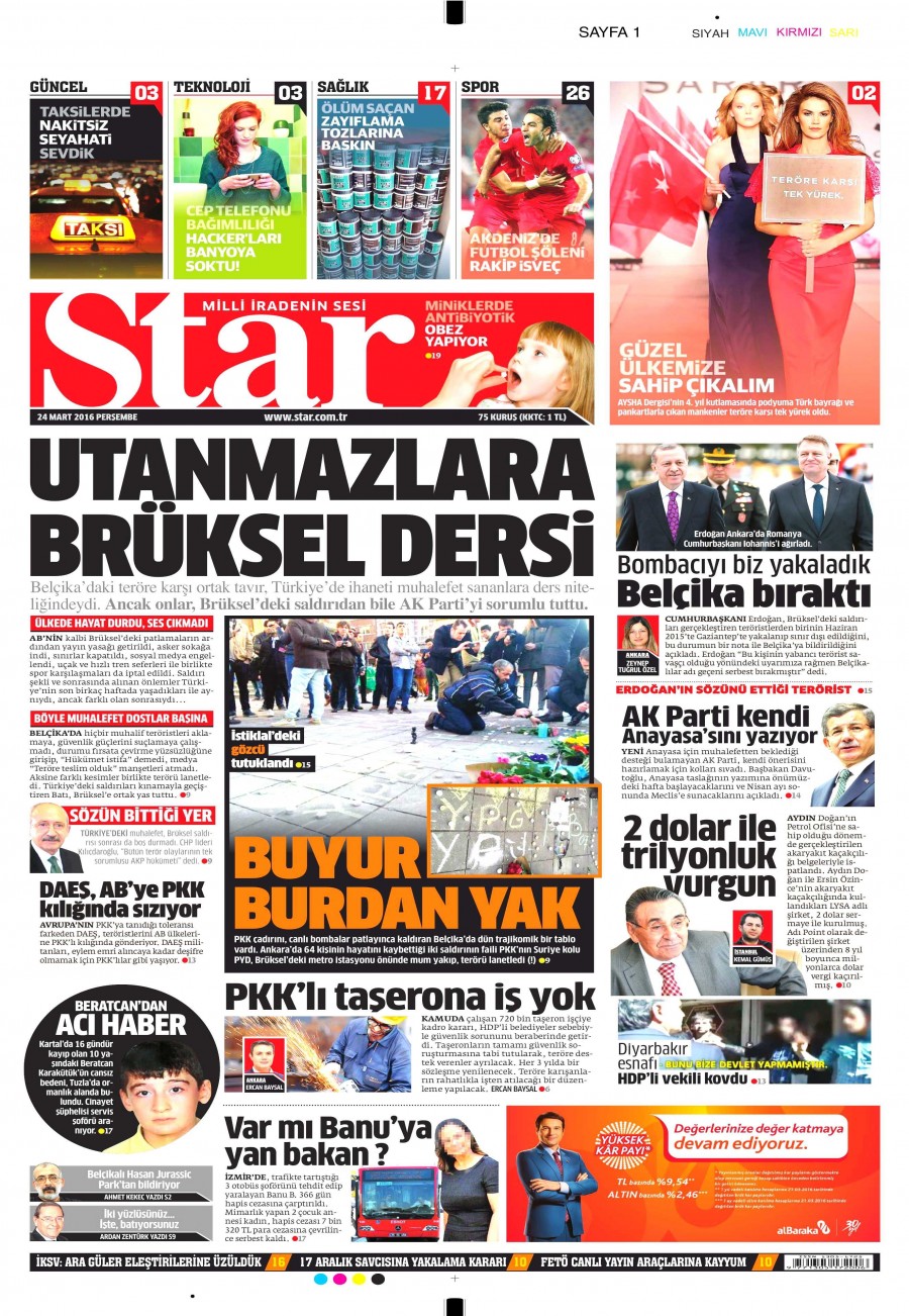 24 Mart 2016 gazete manşetleri - 633