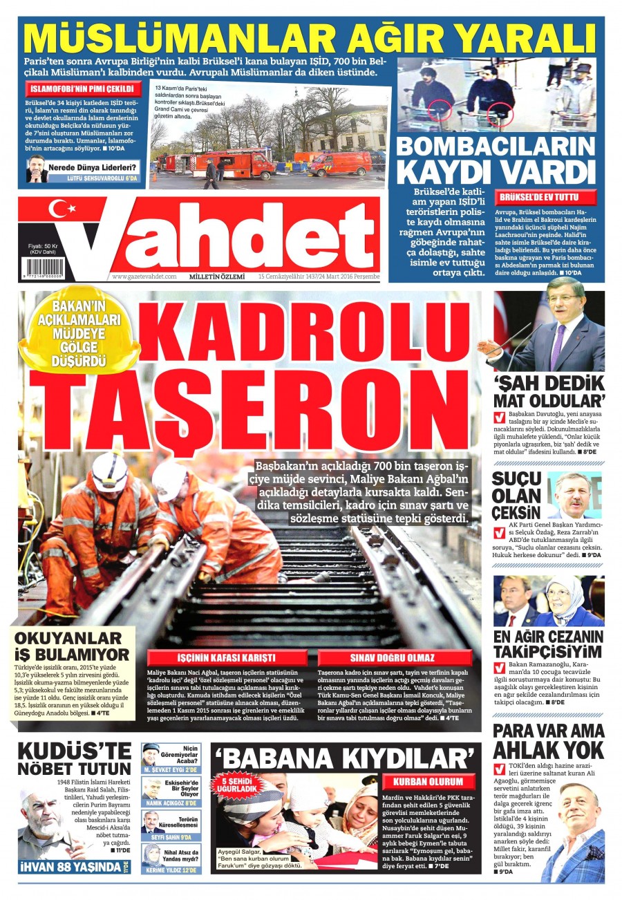 24 Mart 2016 gazete manşetleri - 628