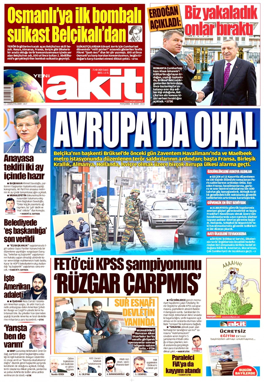 24 Mart 2016 gazete manşetleri - 589